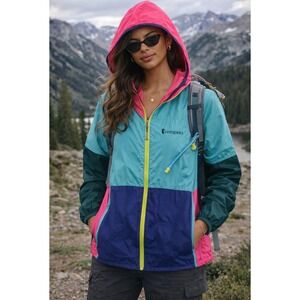 Cotopaxi Teca Full Zip Windbreaker Jacket Womens Medium Colorblock Hooded Teal.